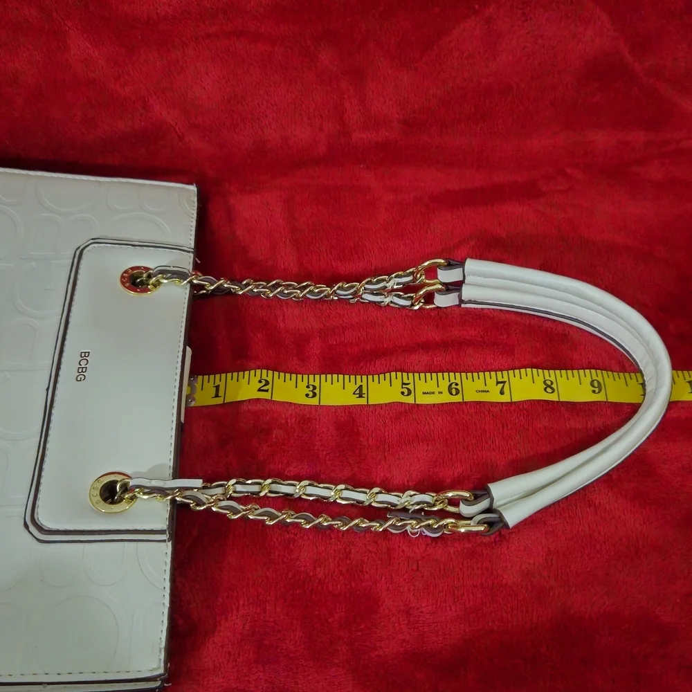 BCBG Cream Tote Bag with Gold Accents